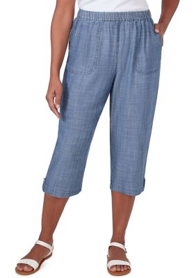 Petite Blue Bayou Capri Pants