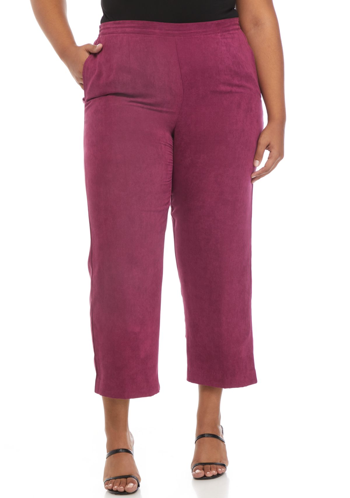 Plus Size Alexander Valley Suede Mid-Rise Pants - Average Length