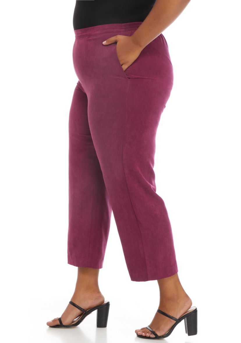 Plus Size Alexander Valley Suede Mid-Rise Pants - Average Length