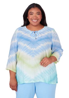 Plus Hyannis Port Tie Dye Chevron Top