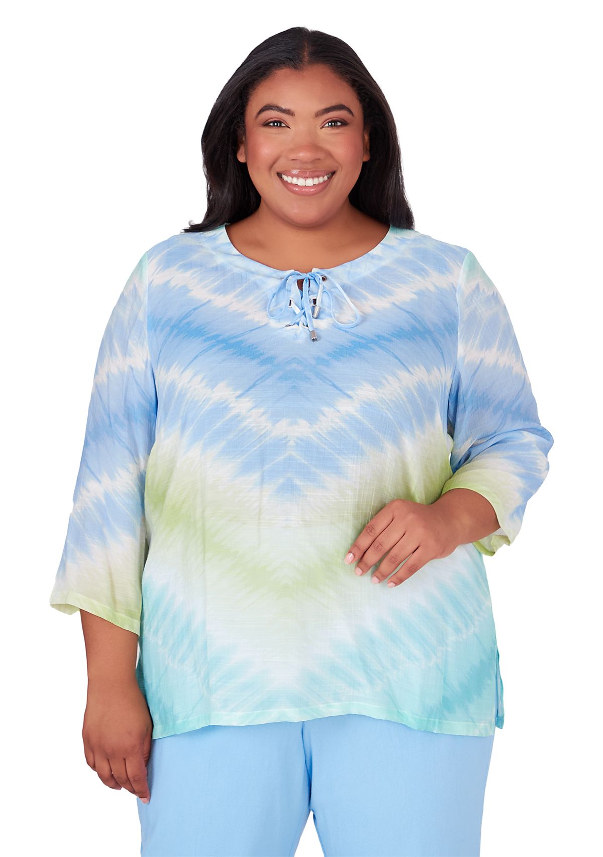 Plus Size Hyannis Port Tie Dye Chevron Top
