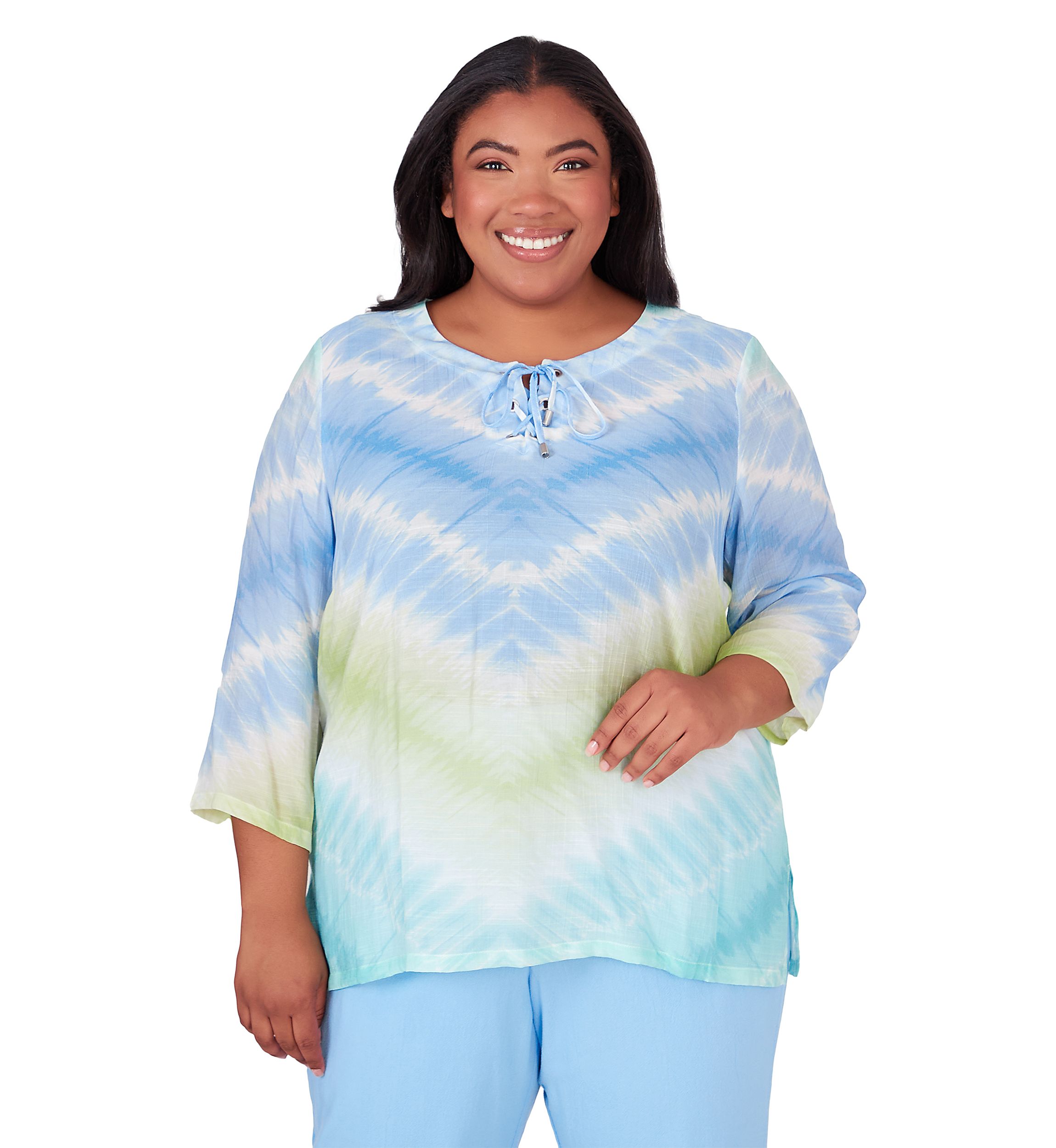 Plus Size Hyannis Port Tie Dye Chevron Top