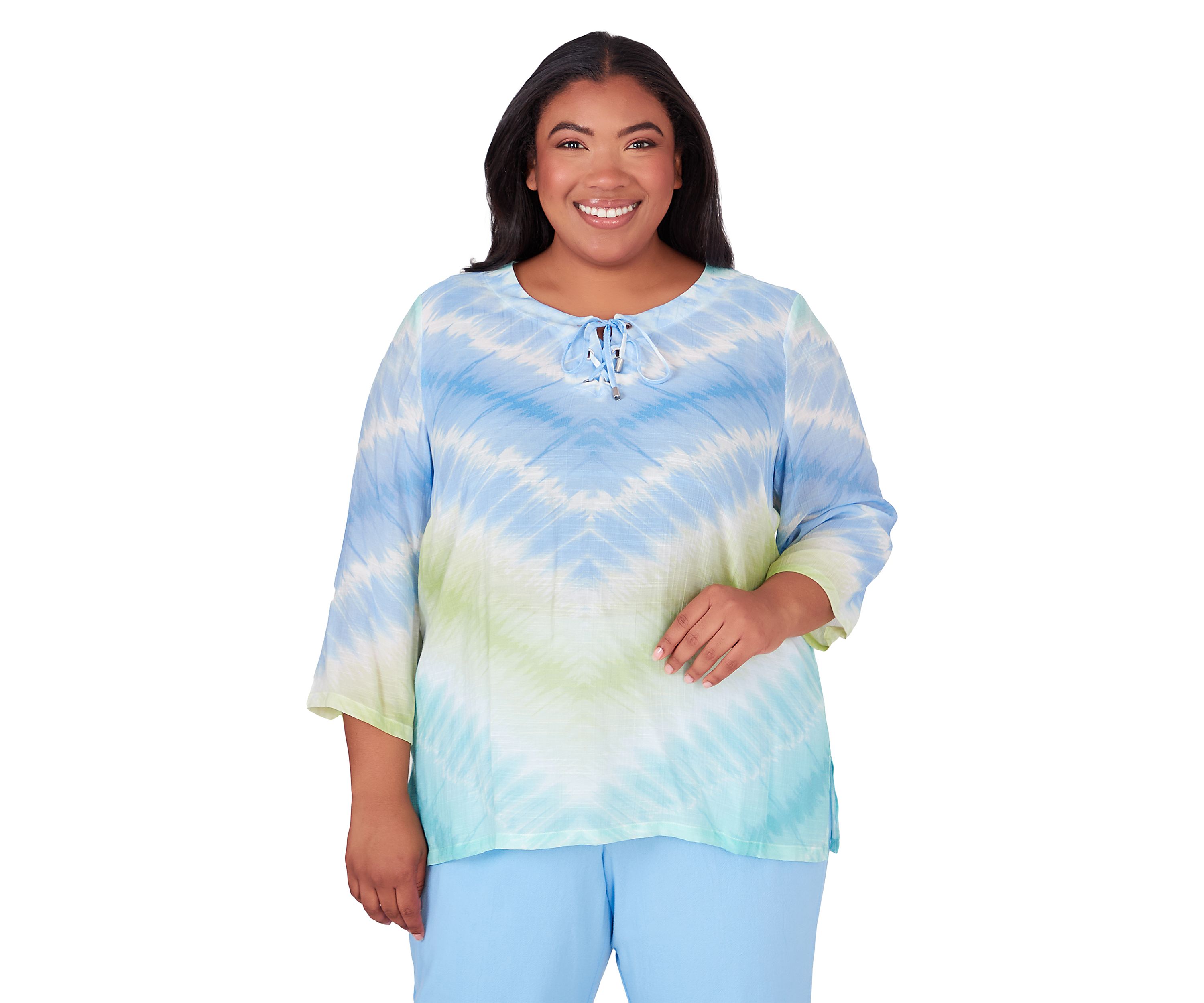 Plus Size Hyannis Port Tie Dye Chevron Top