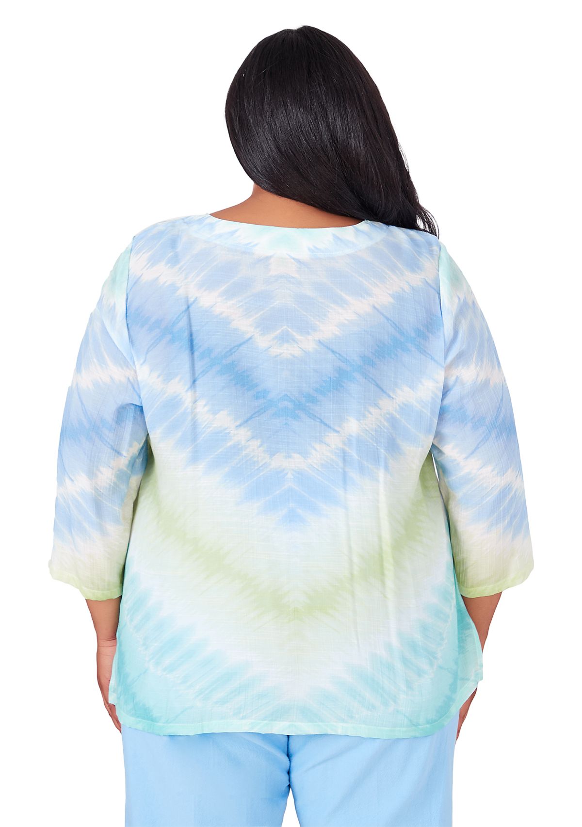 Plus Size Hyannis Port Tie Dye Chevron Top