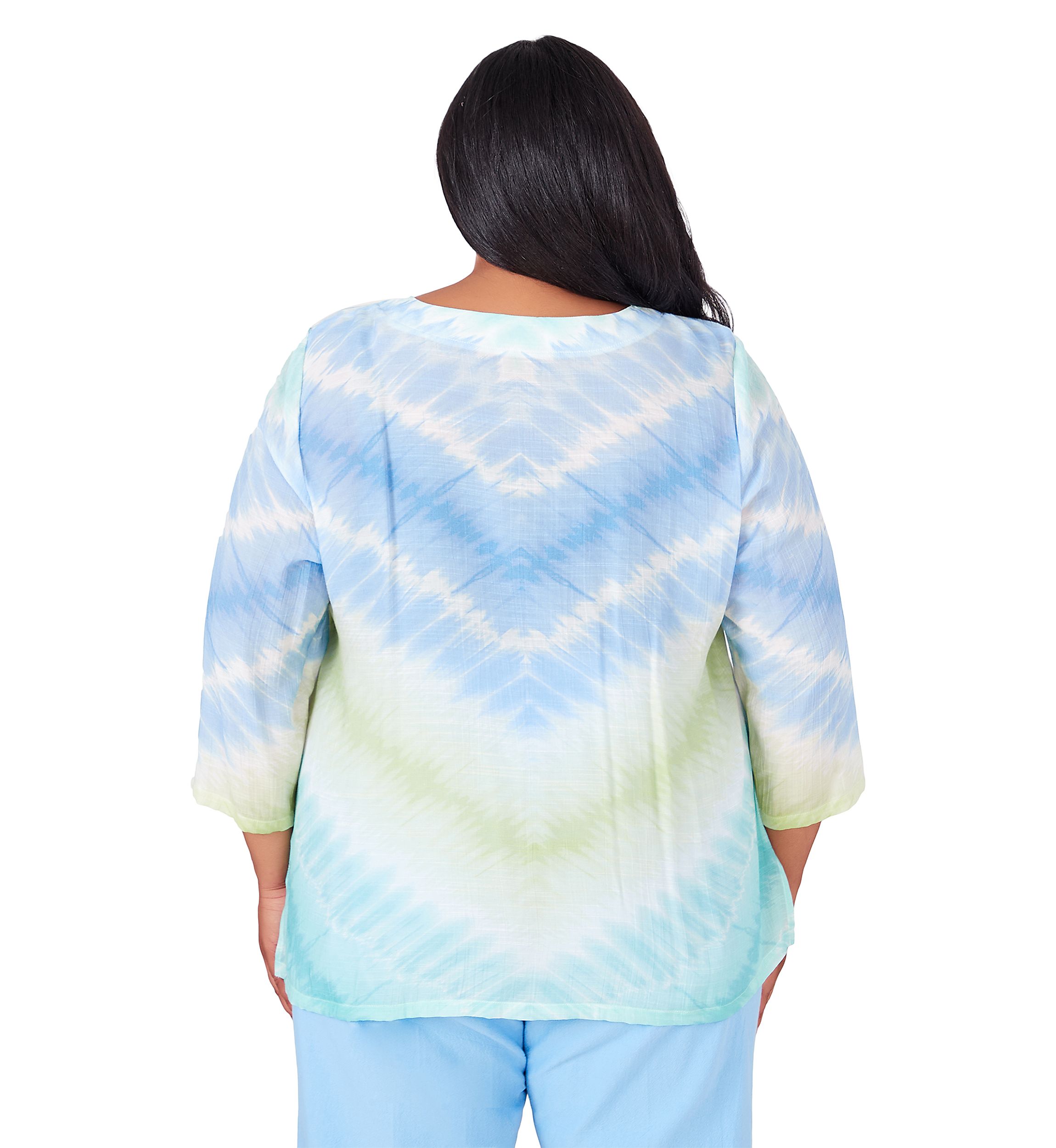 Plus Size Hyannis Port Tie Dye Chevron Top