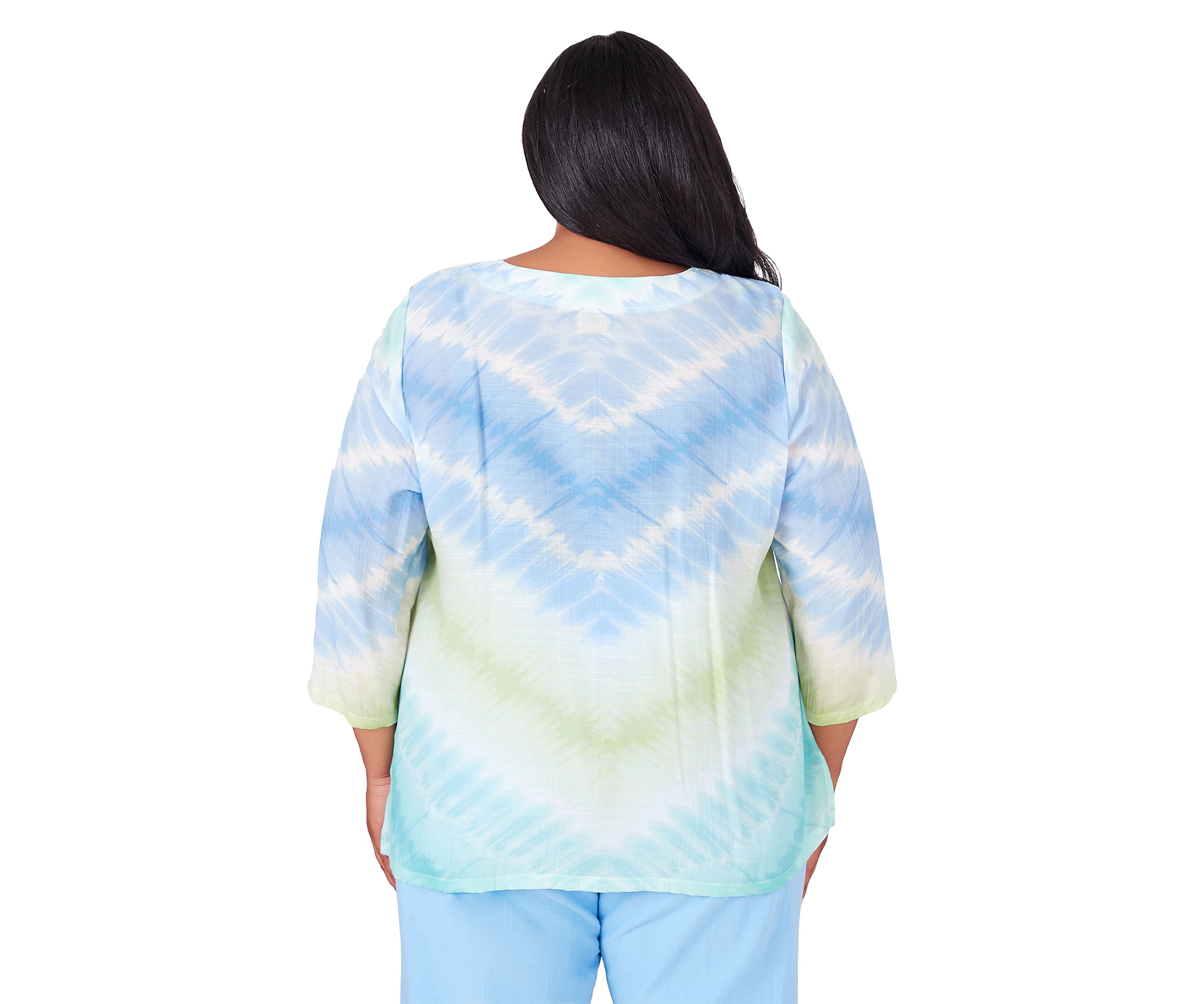 Plus Size Hyannis Port Tie Dye Chevron Top