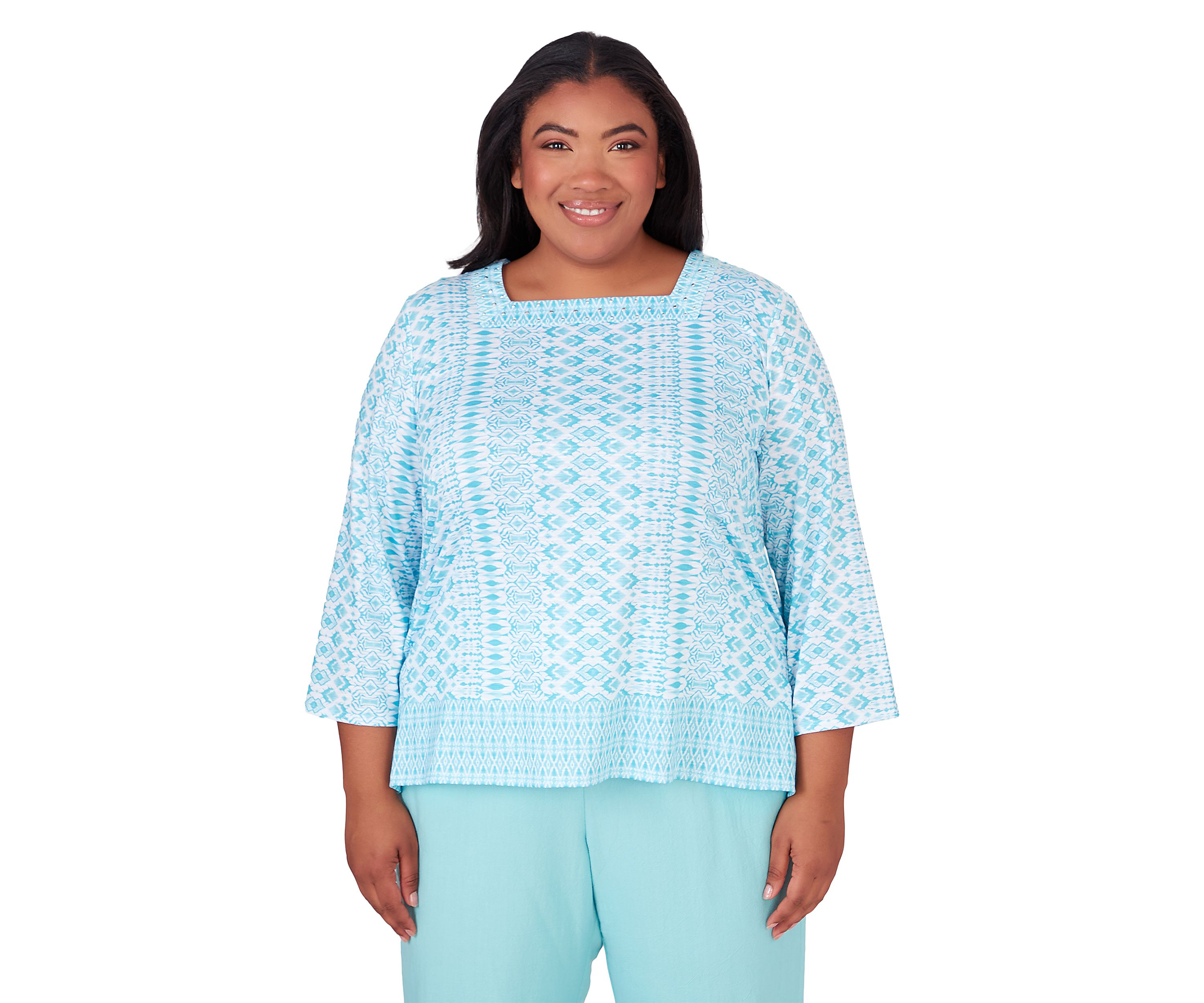 Plus Size Hyannisport Geo Border Top