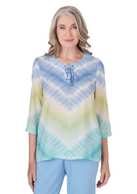 Petite Hyannisport Tie Dye Chevron Top