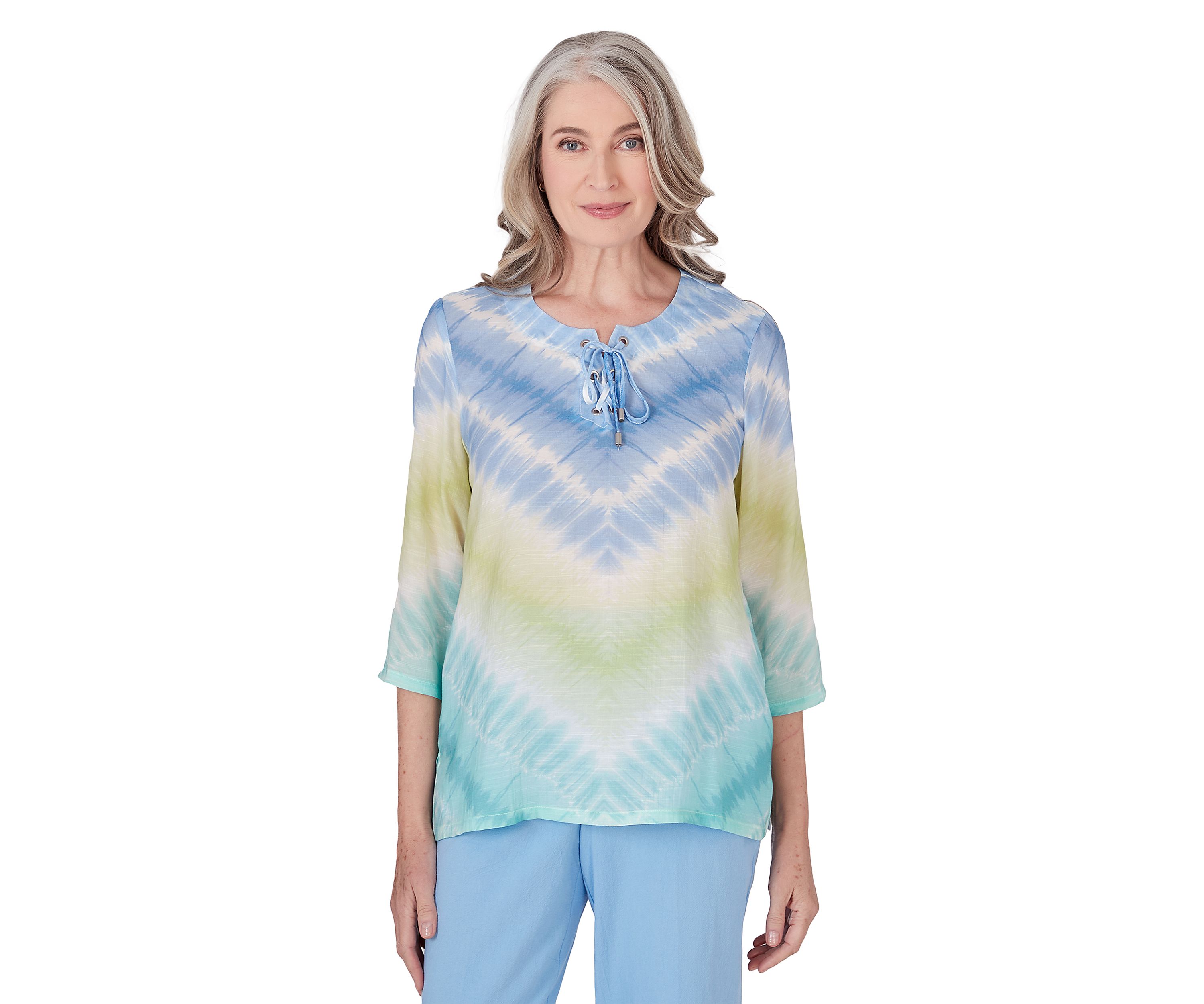 Petite Hyannisport Tie Dye Chevron Top