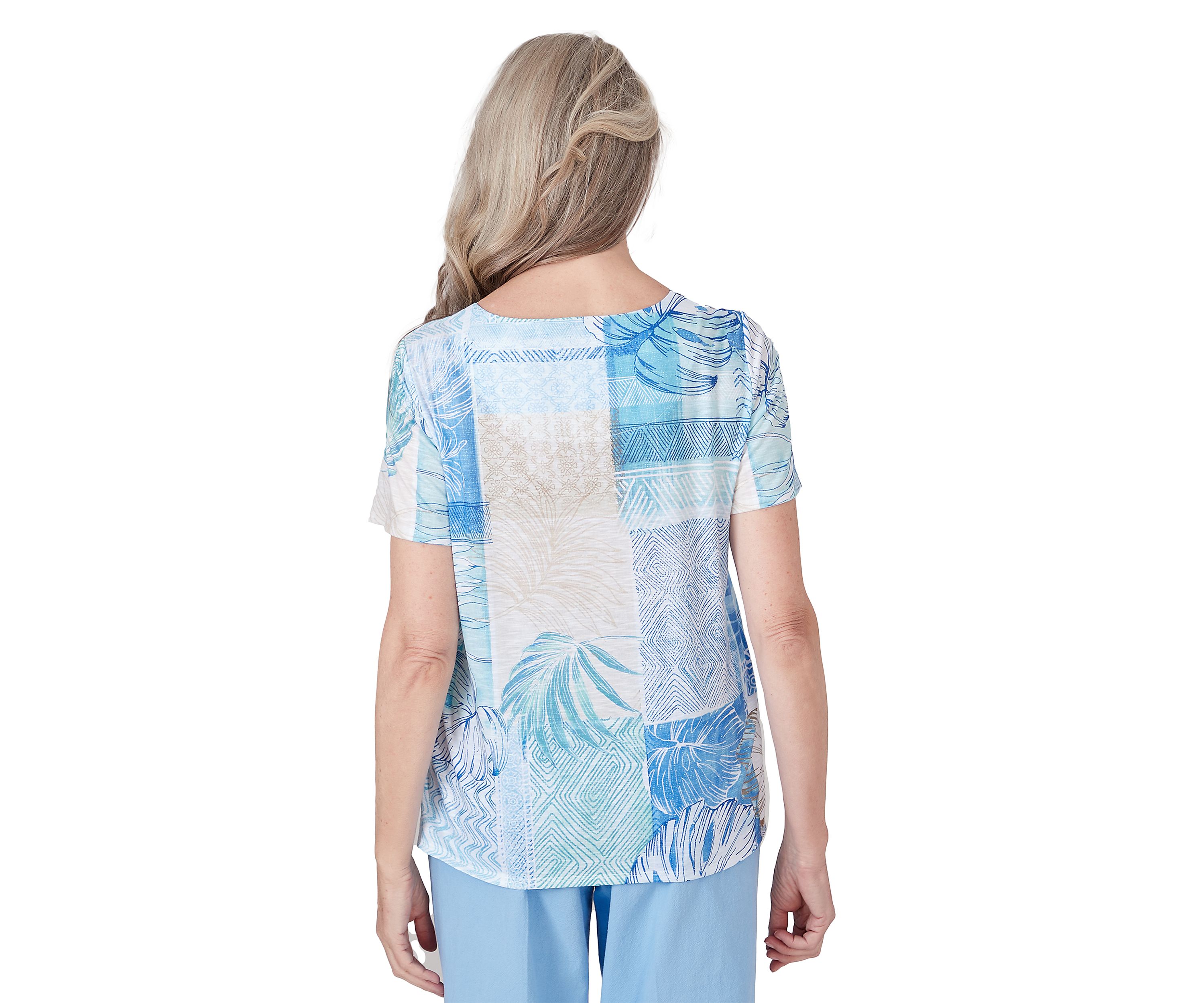 Petite Hyannisport Leaf Geo Patchwork Top