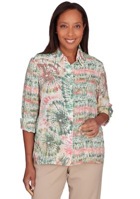 Women's Tuscan Sunset Batik Tie Dye Spliced Shirt