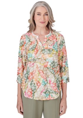 Women's Tuscan Sunset Abstract Animal Jacquard Top