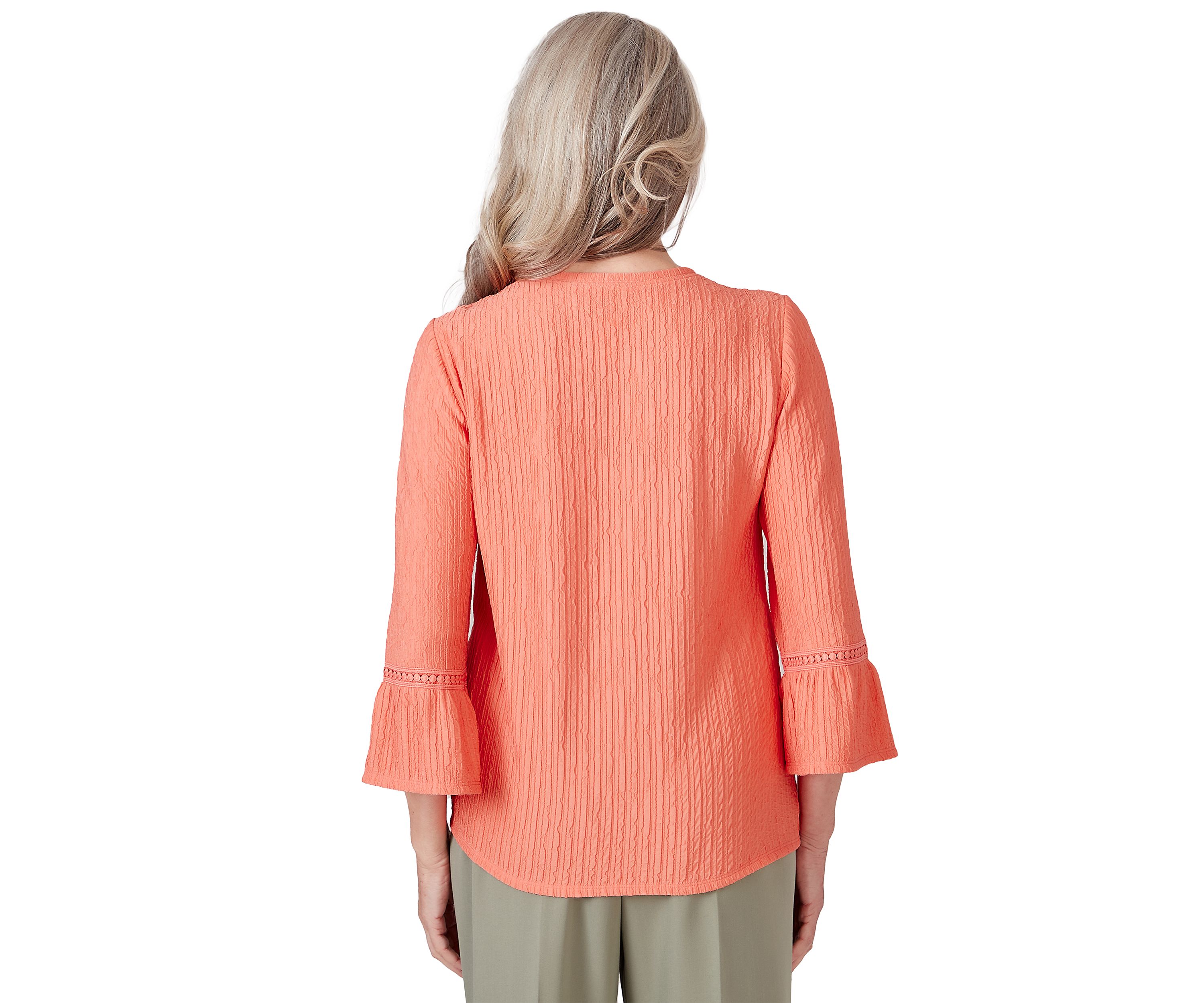 Womens Tuscan Sunset Solid Texture Tie Hem Top