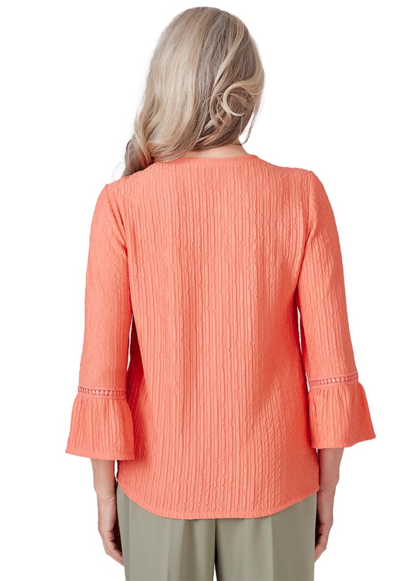 Womens Tuscan Sunset Solid Texture Tie Hem Top