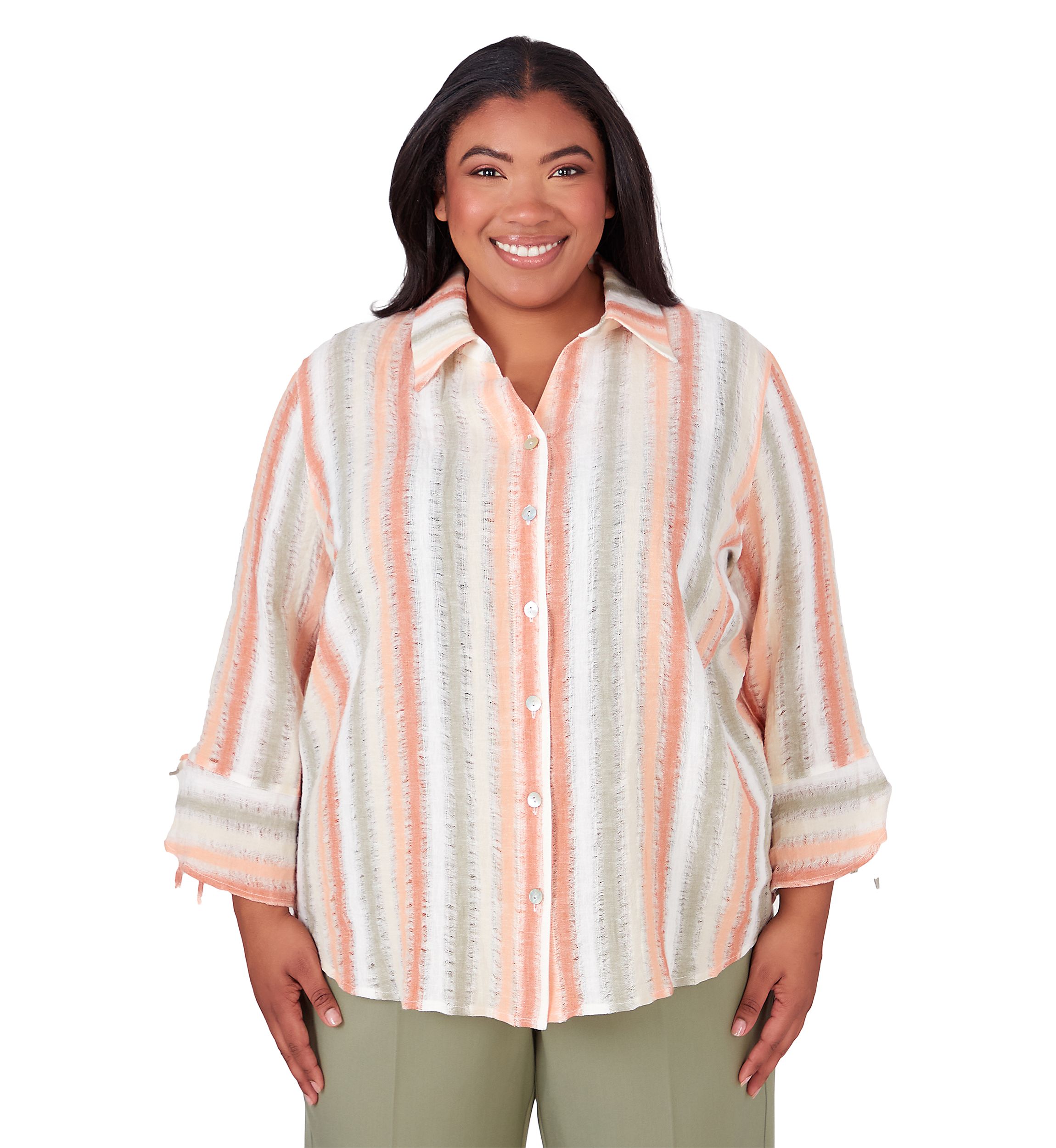 Plus Size Tuscan Sunset Stripe Texture Top
