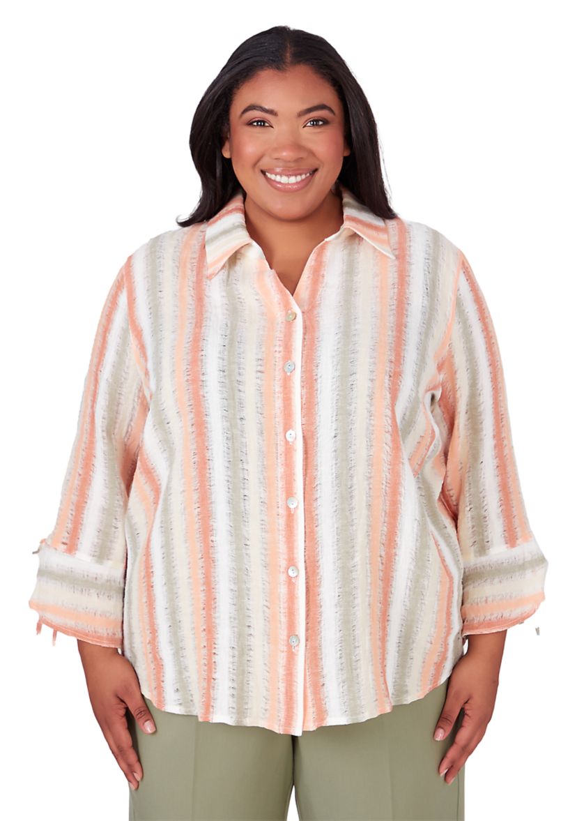 Plus Size Tuscan Sunset Stripe Texture Top
