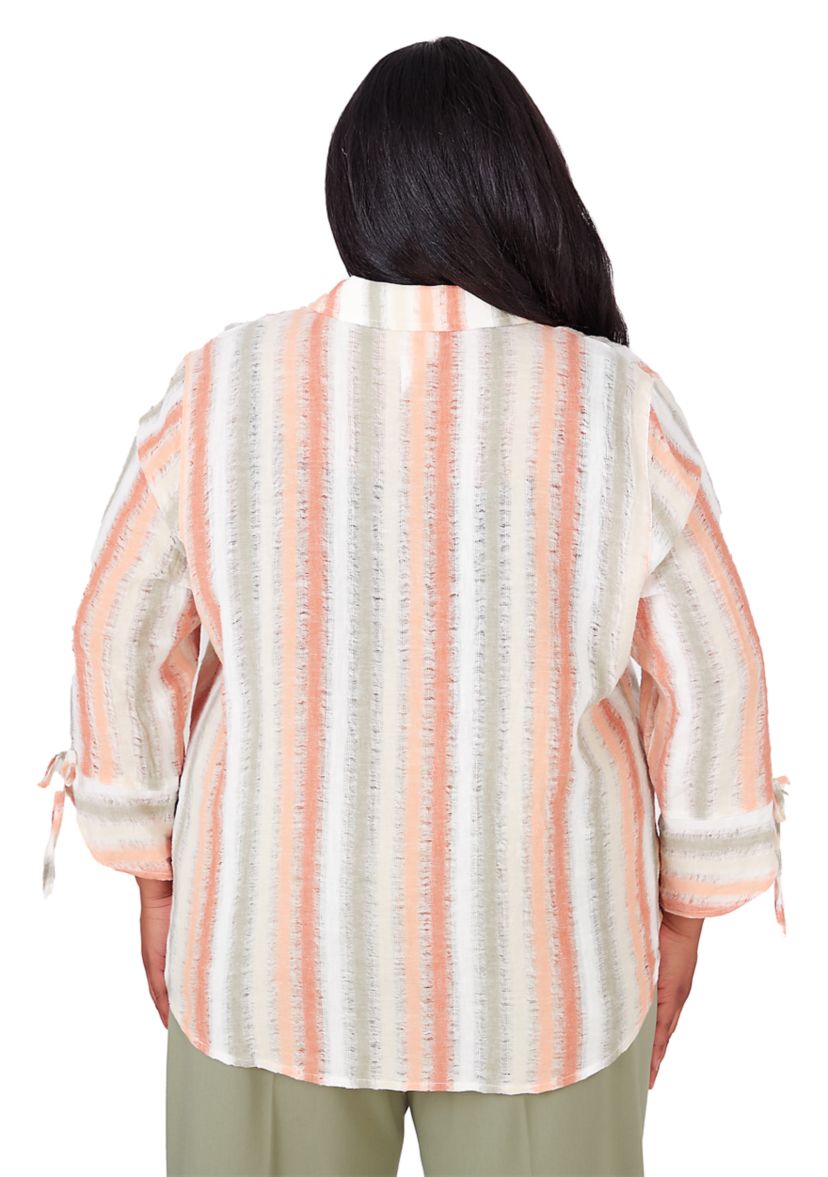 Plus Size Tuscan Sunset Stripe Texture Top