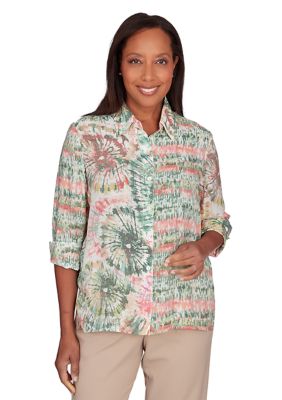 Petite Tuscan Sunset Batik Tie Dye Spliced Shirt