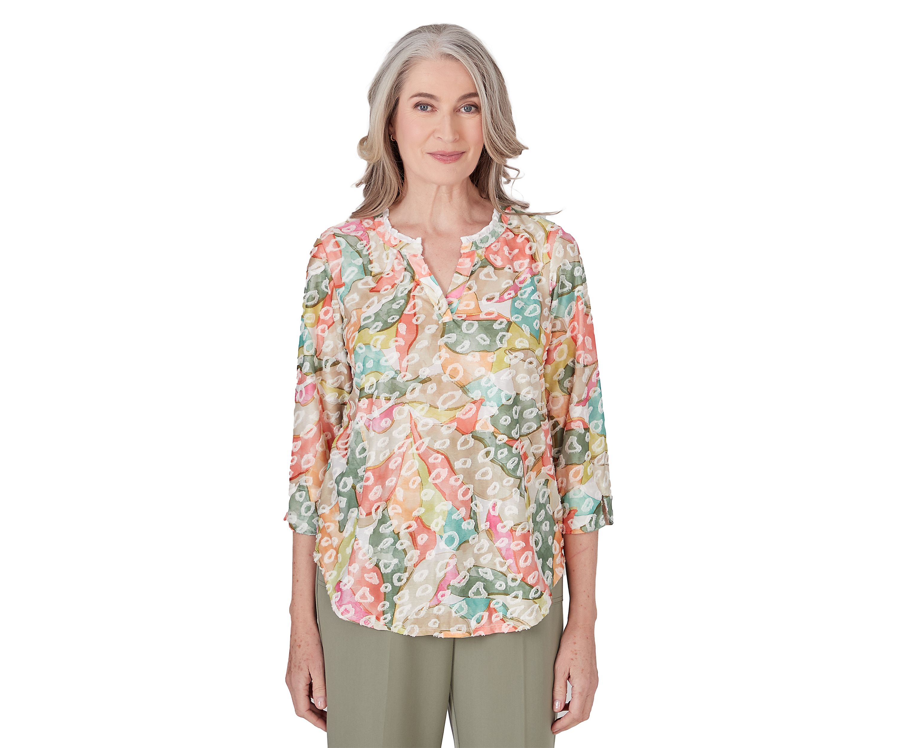 Petite Tuscan Sunset Abstract Animal Jacquard Top