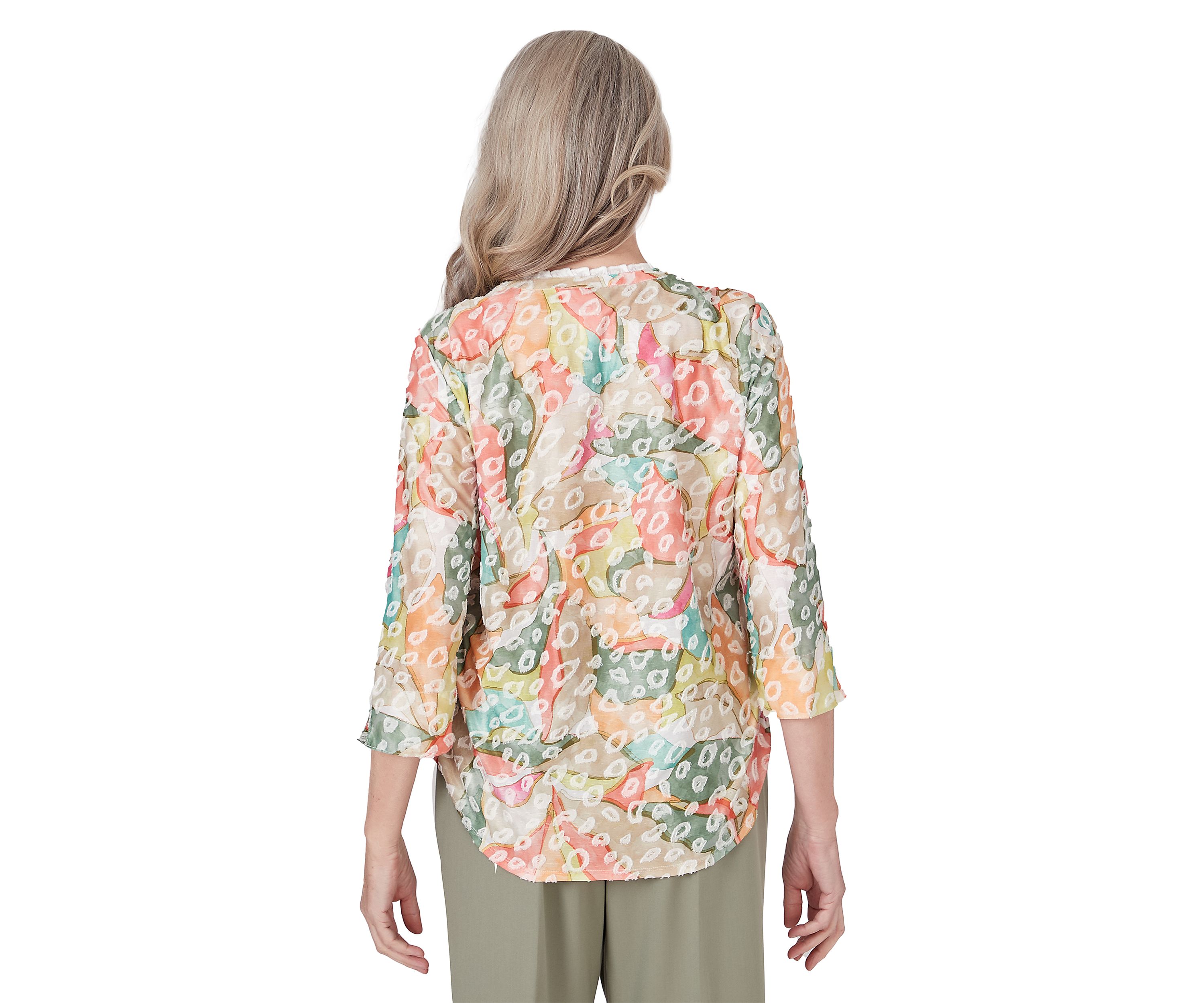 Petite Tuscan Sunset Abstract Animal Jacquard Top