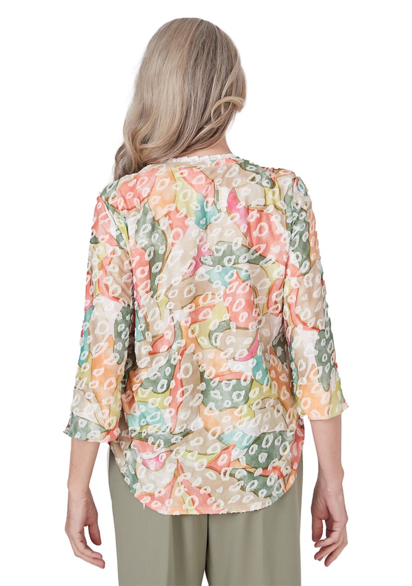 Petite Tuscan Sunset Abstract Animal Jacquard Top