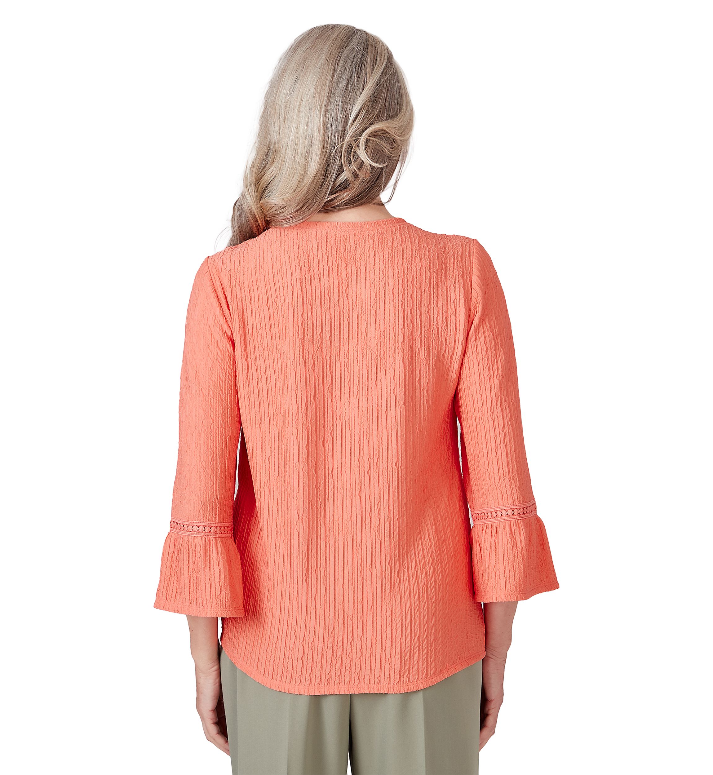 Petite Tuscan Sunset Solid Texture Tie Hem Top