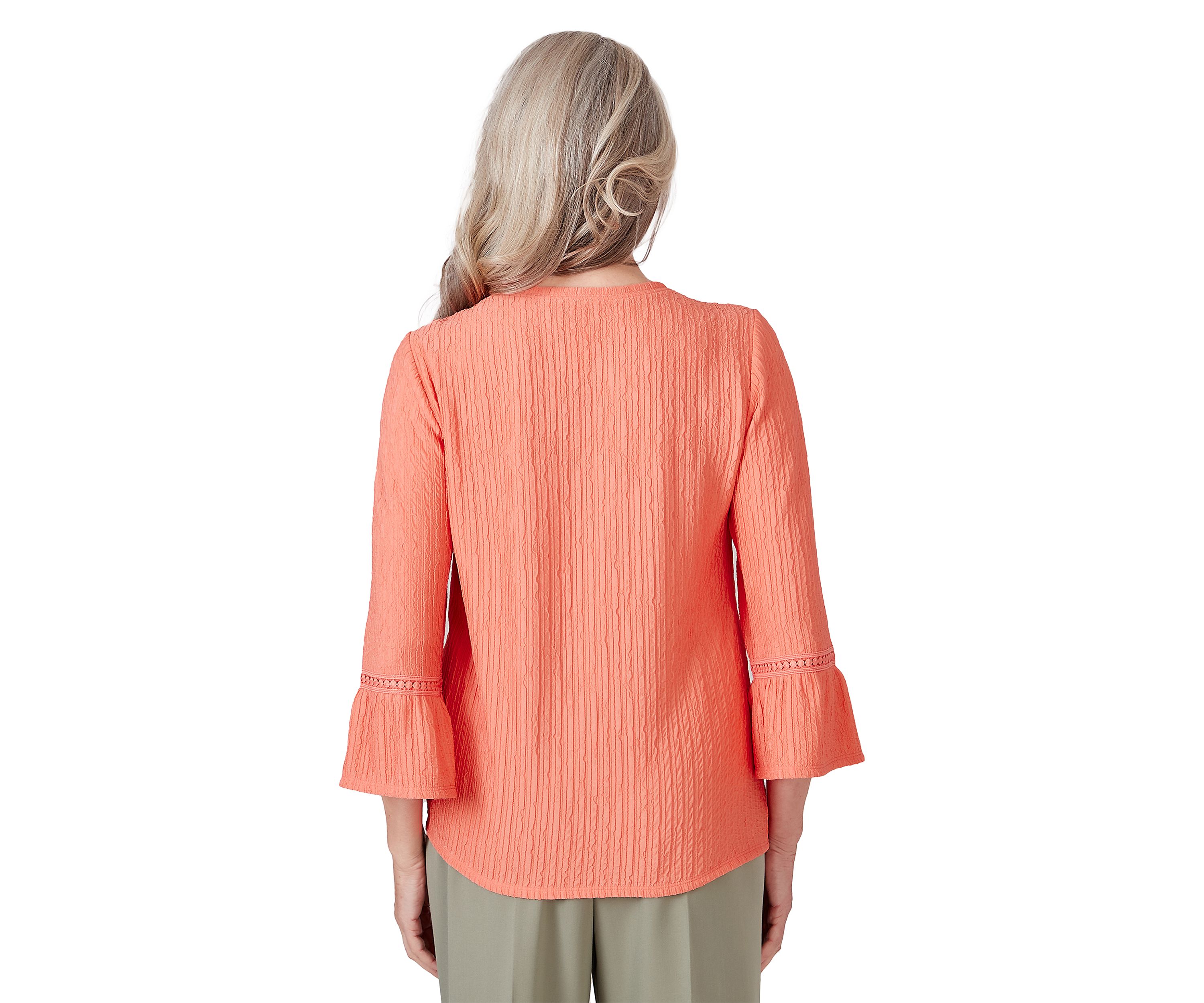 Petite Tuscan Sunset Solid Texture Tie Hem Top