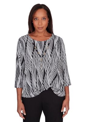 Alfred Dunner Women's Opposites Attract Swirl Texture Top | belk