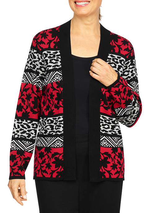 Alfred Dunner Petite Animal Floral Cardigan