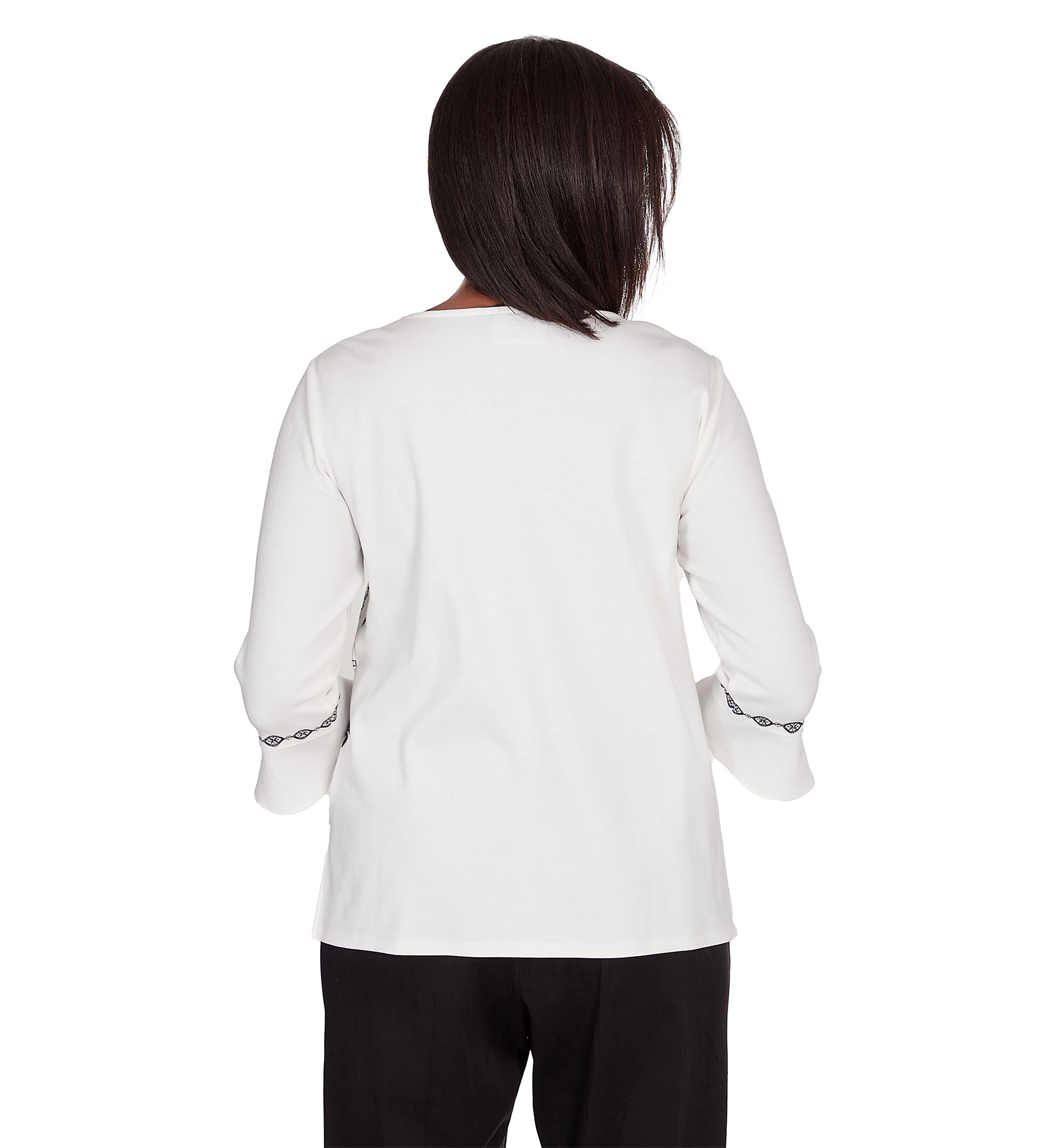 Petite Opposites Attract Embroidered Spliced Leaf Top