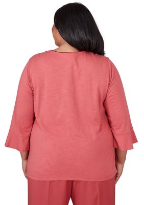 Plus Sedona Sky Embroidered Yoke Top