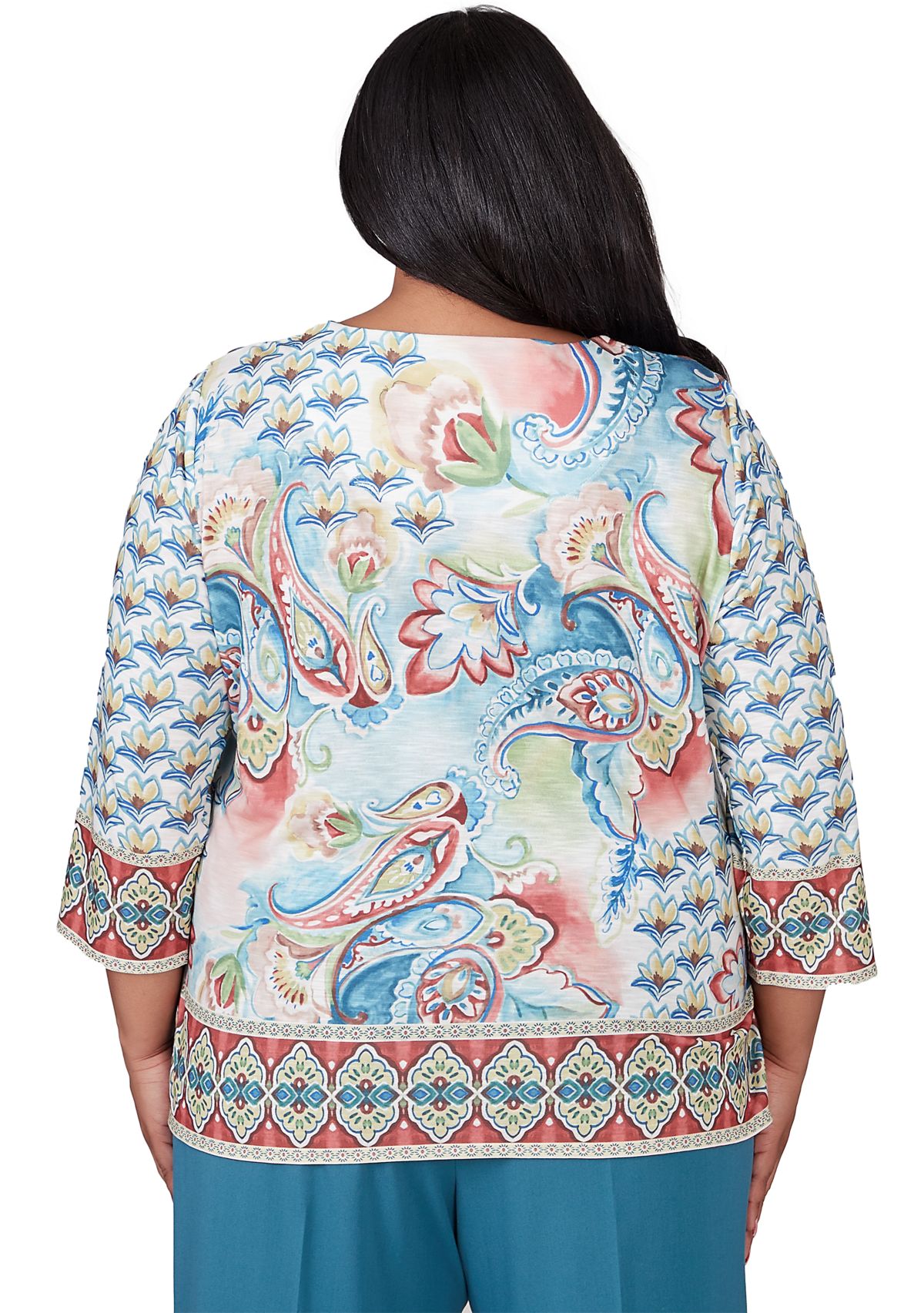 Plus Size Sedona Sky Paisley with Medallion Border Top