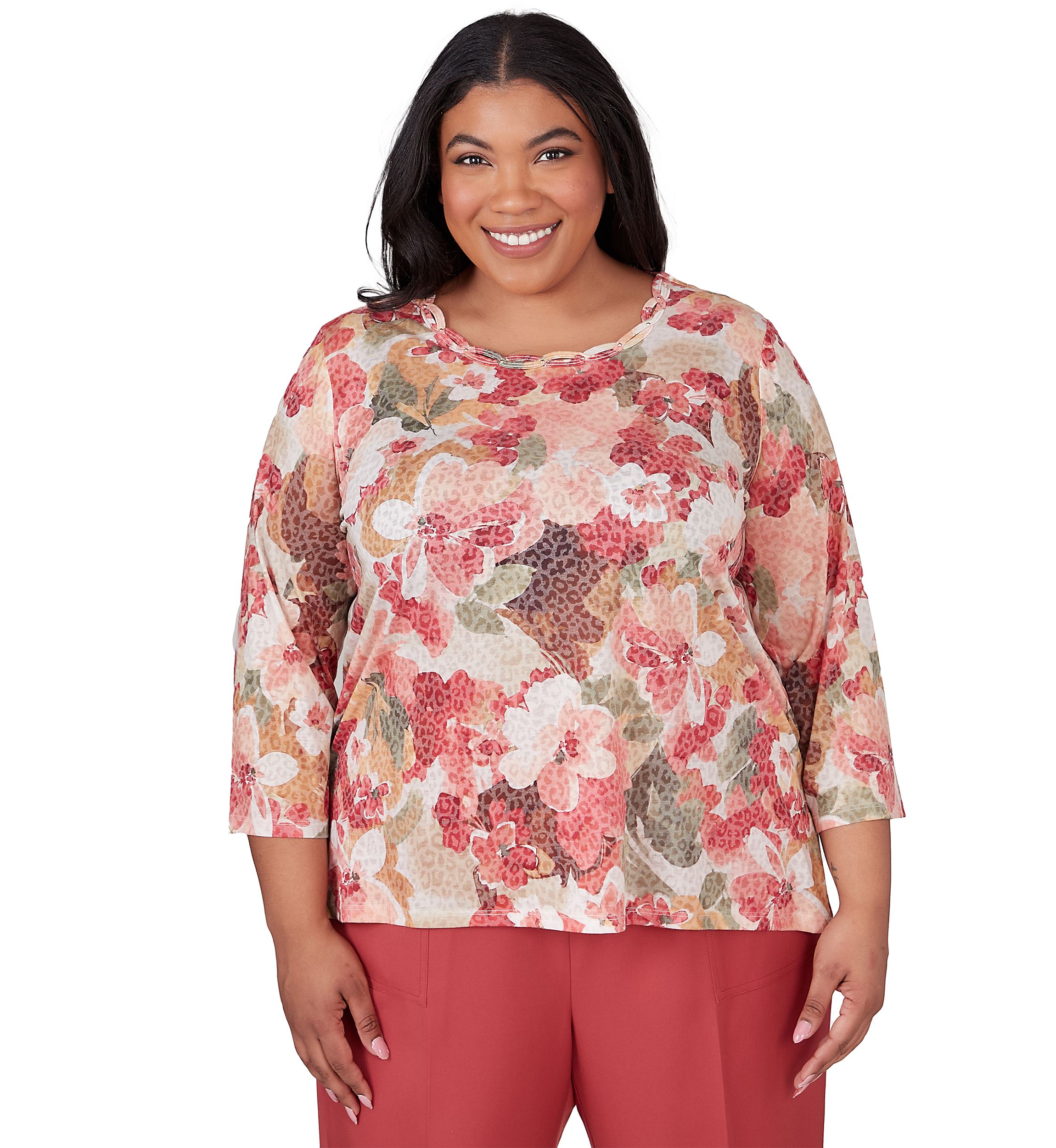 Plus Size Sedona Sky Watercolor Floral Burnout Top