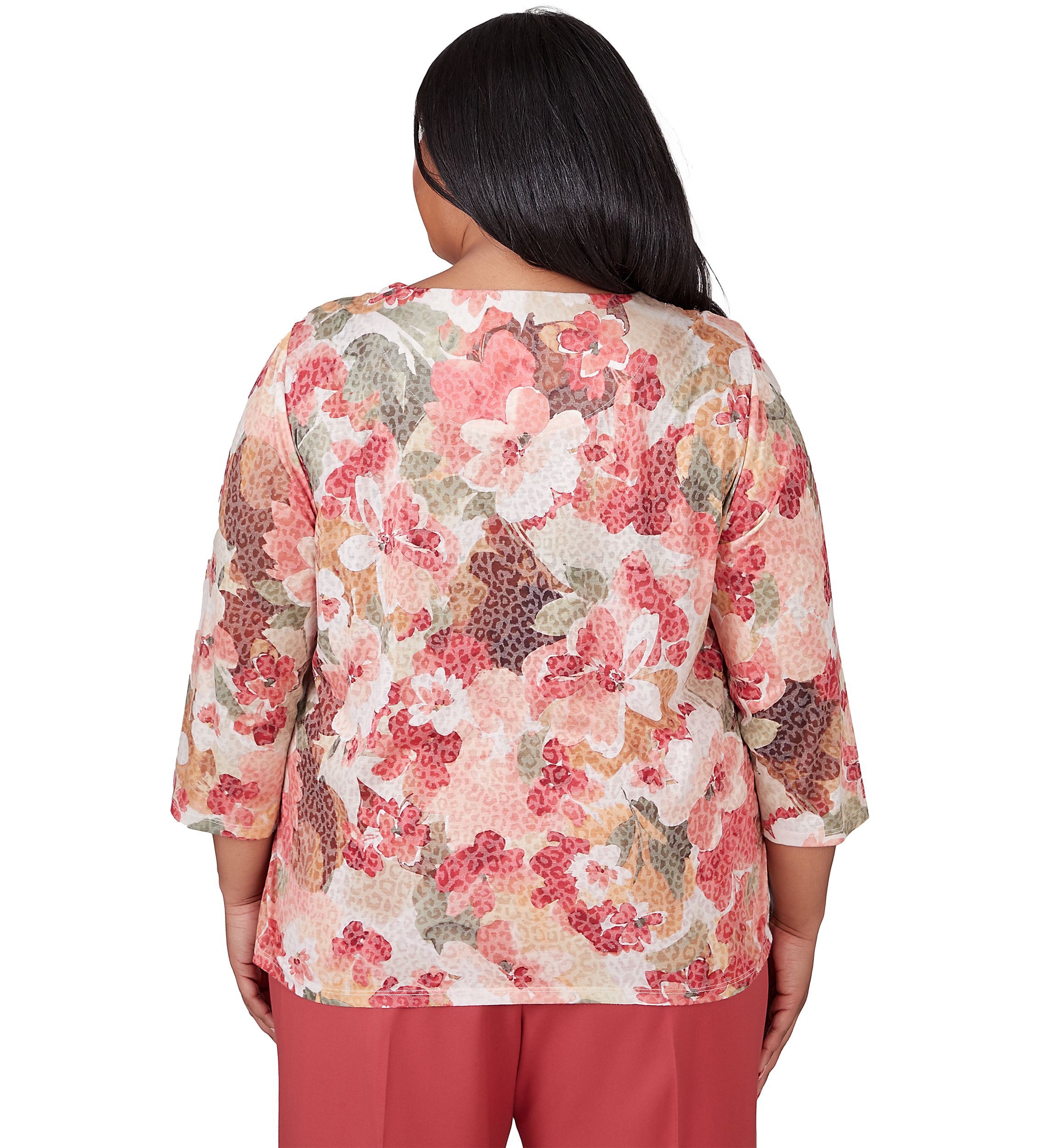 Plus Size Sedona Sky Watercolor Floral Burnout Top