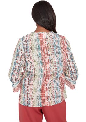 Petite Sedona Sky Vertical Texture Print Top