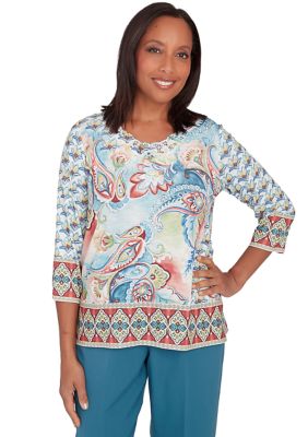 Petite Sedona Sky Paisley with Medallion Border Top