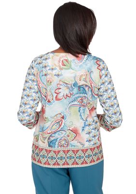 Petite Sedona Sky Paisley with Medallion Border Top