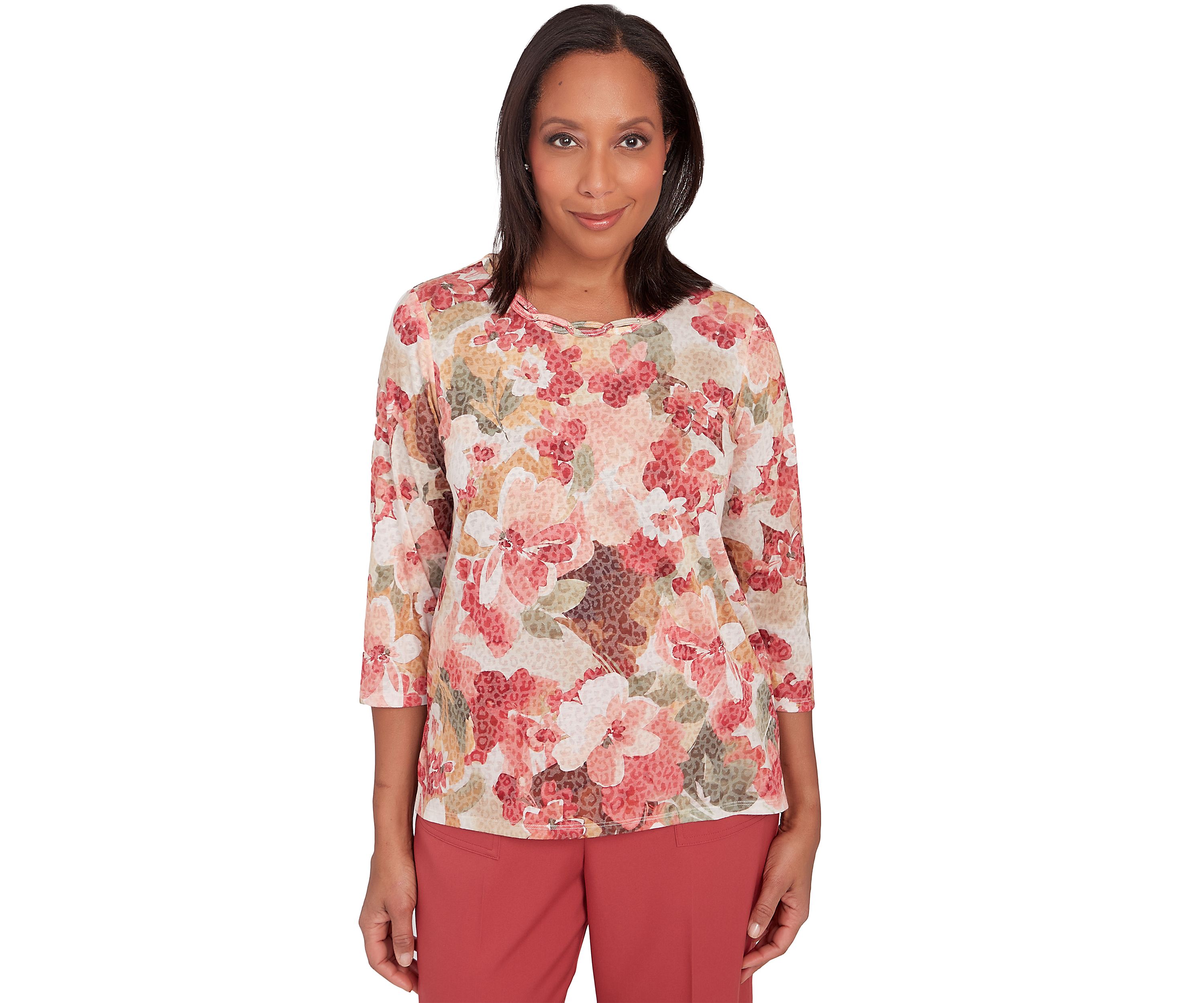 Petite Sedona Sky Watercolor Floral Burnout Top