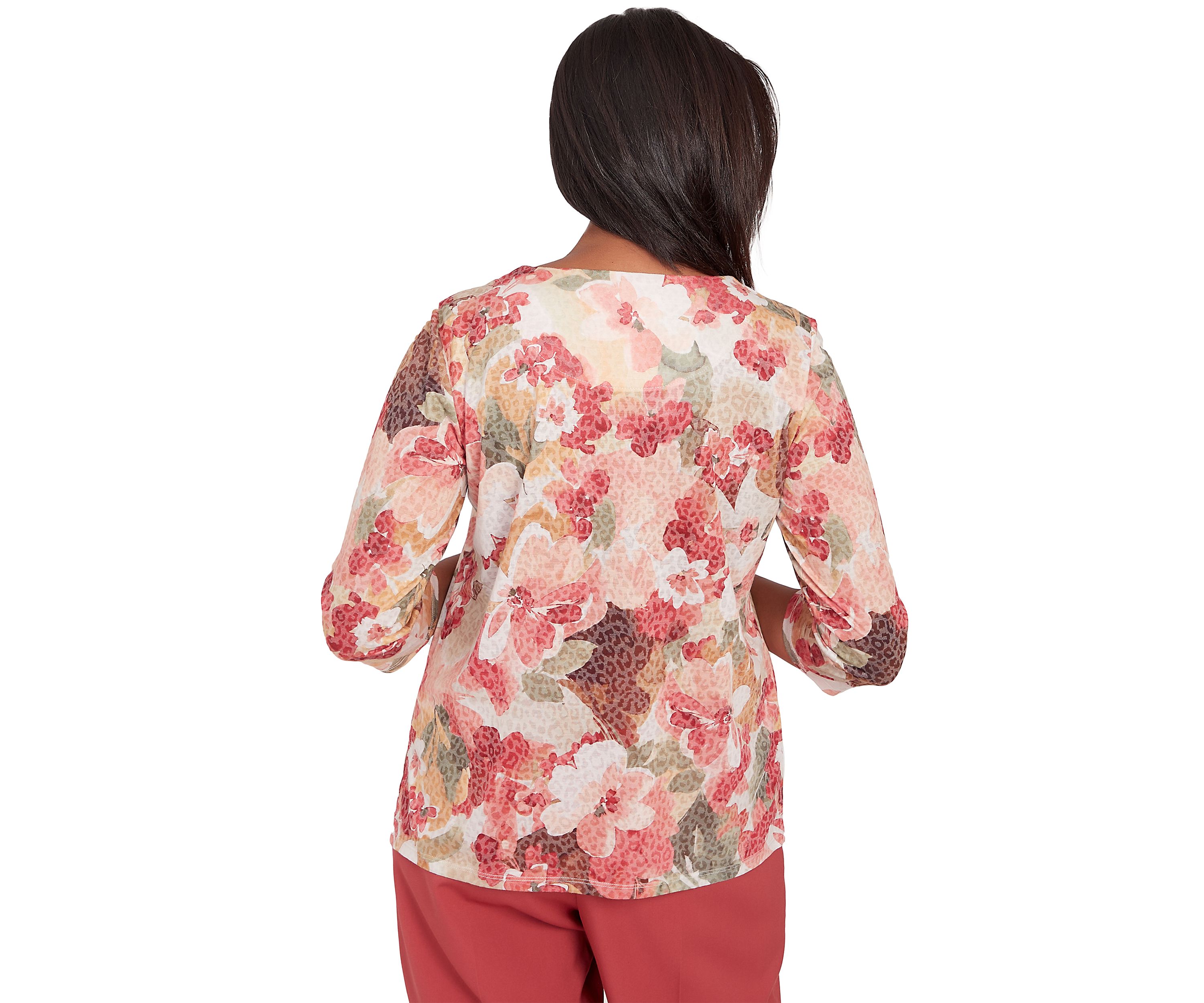 Petite Sedona Sky Watercolor Floral Burnout Top