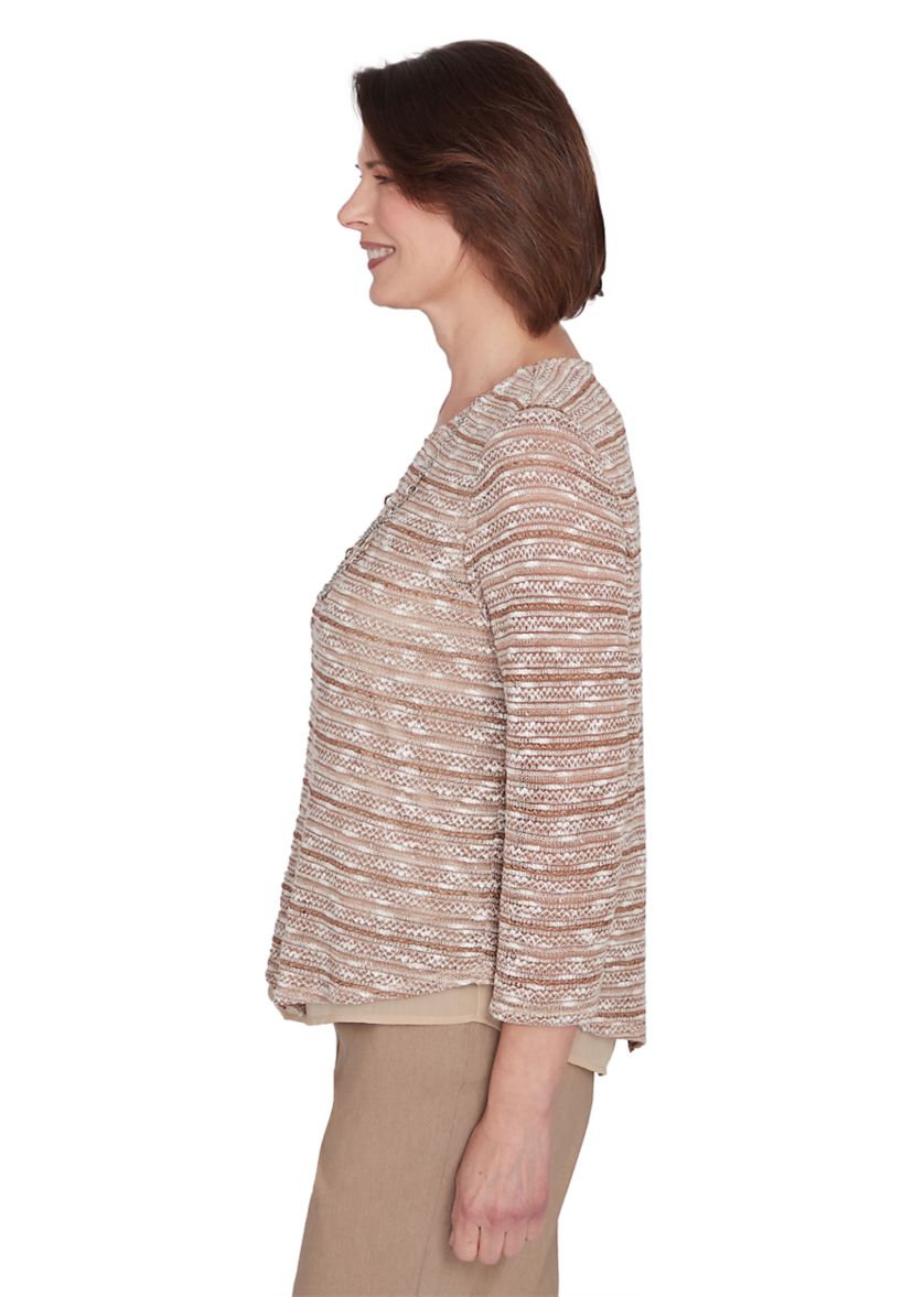 Womens Charm School Space Dye Texture Biadere Top