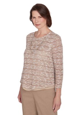 Women's Charm School Space Dye Texture Biadere Top