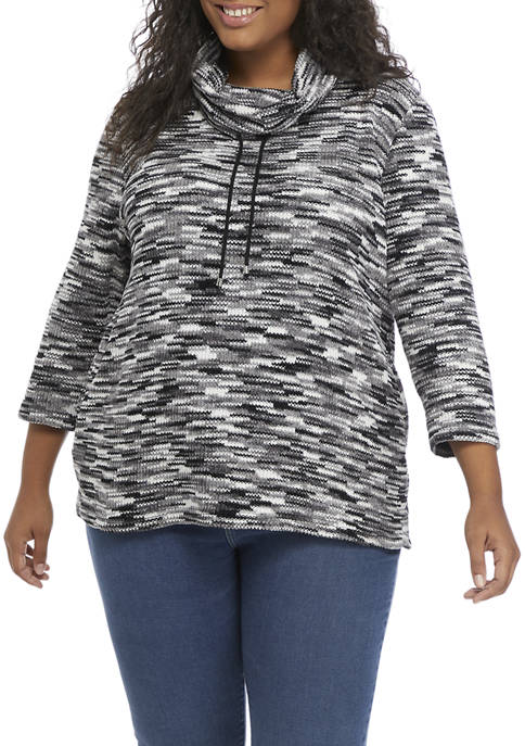 Alfred Dunner Plus Size Long Sleeve Space Dye