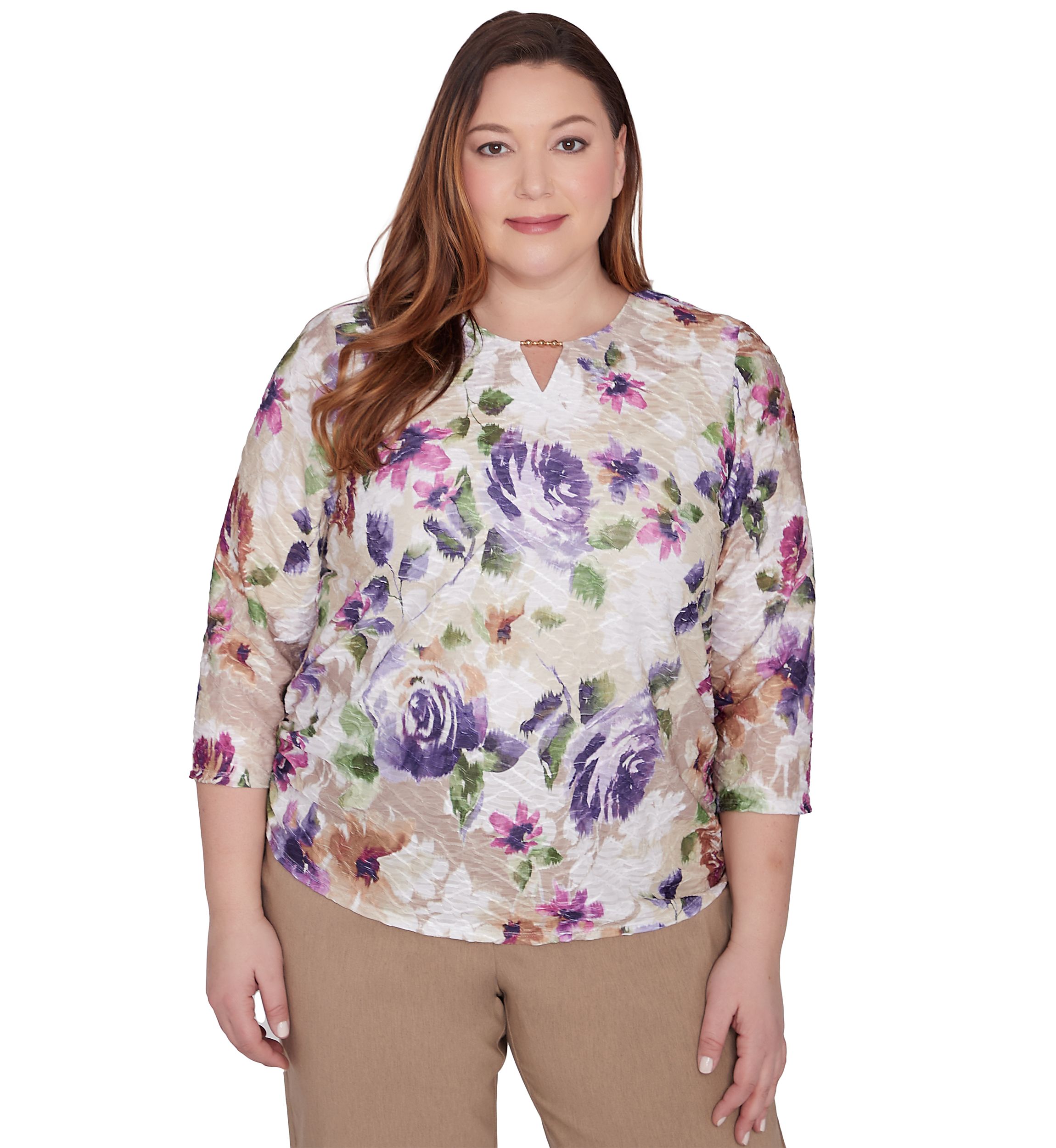Plus Size Charm School Floral Texture Top
