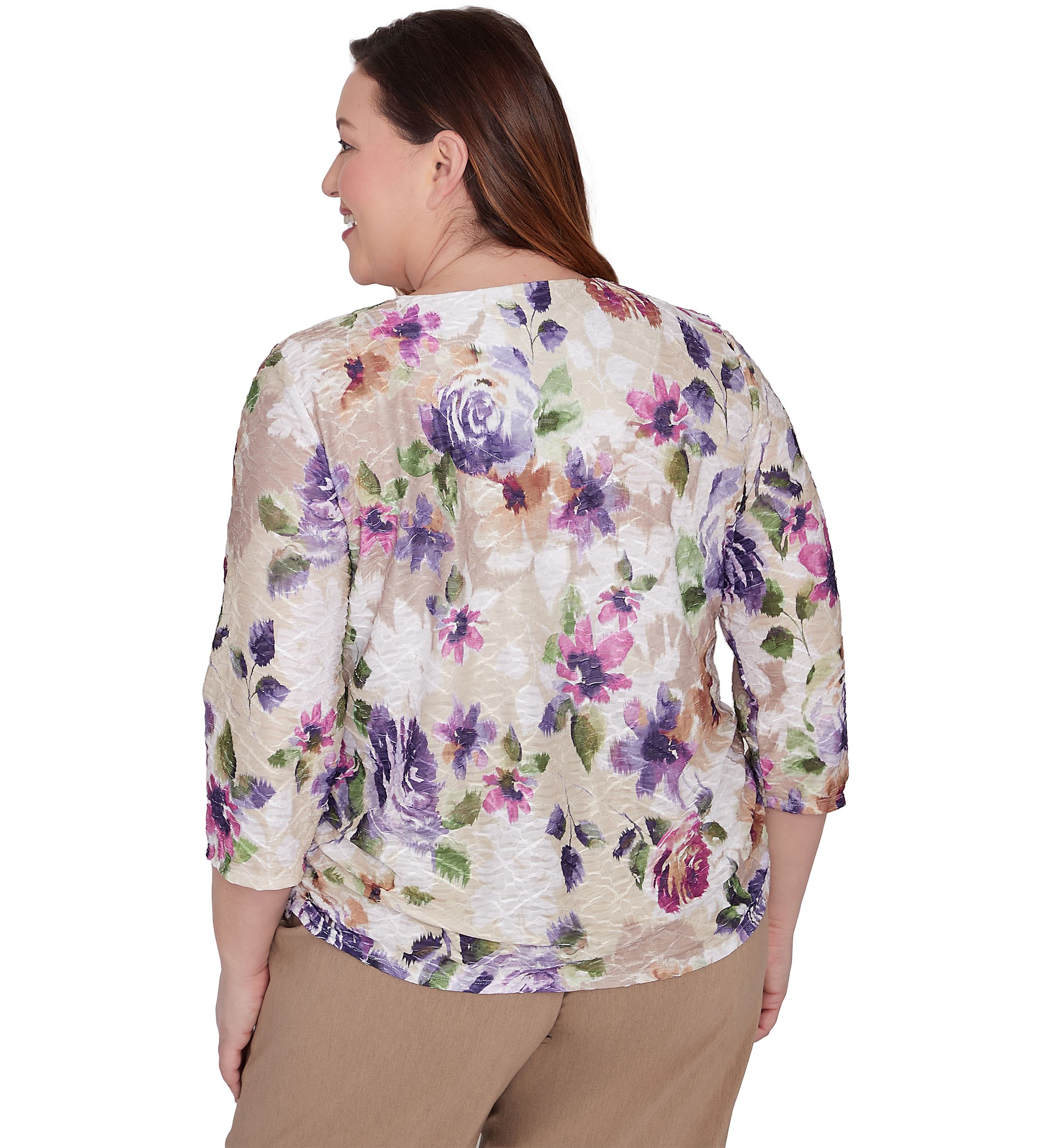 Plus Size Charm School Floral Texture Top