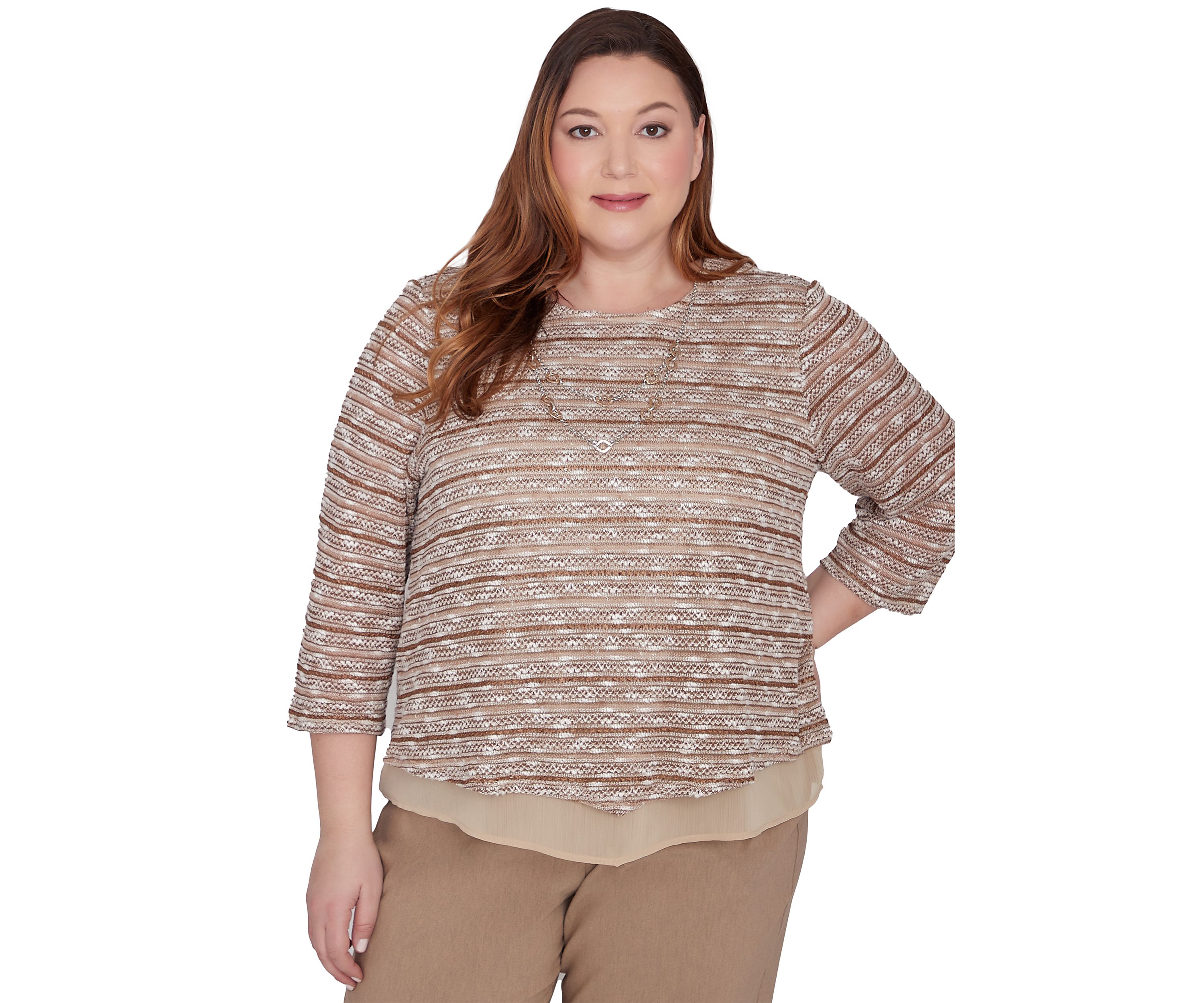 Plus Size Charm School Space Dye Texture Biadere Top