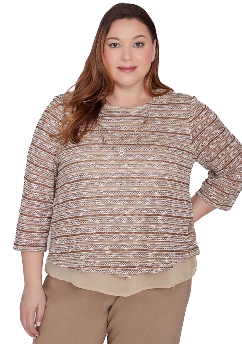 Plus Size Charm School Space Dye Texture Biadere Top