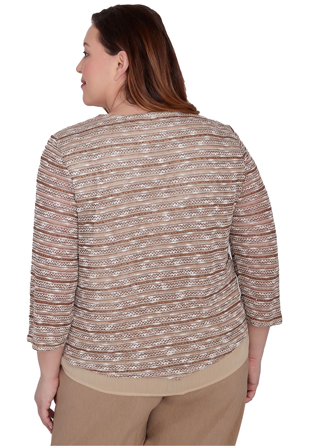 Plus Size Charm School Space Dye Texture Biadere Top