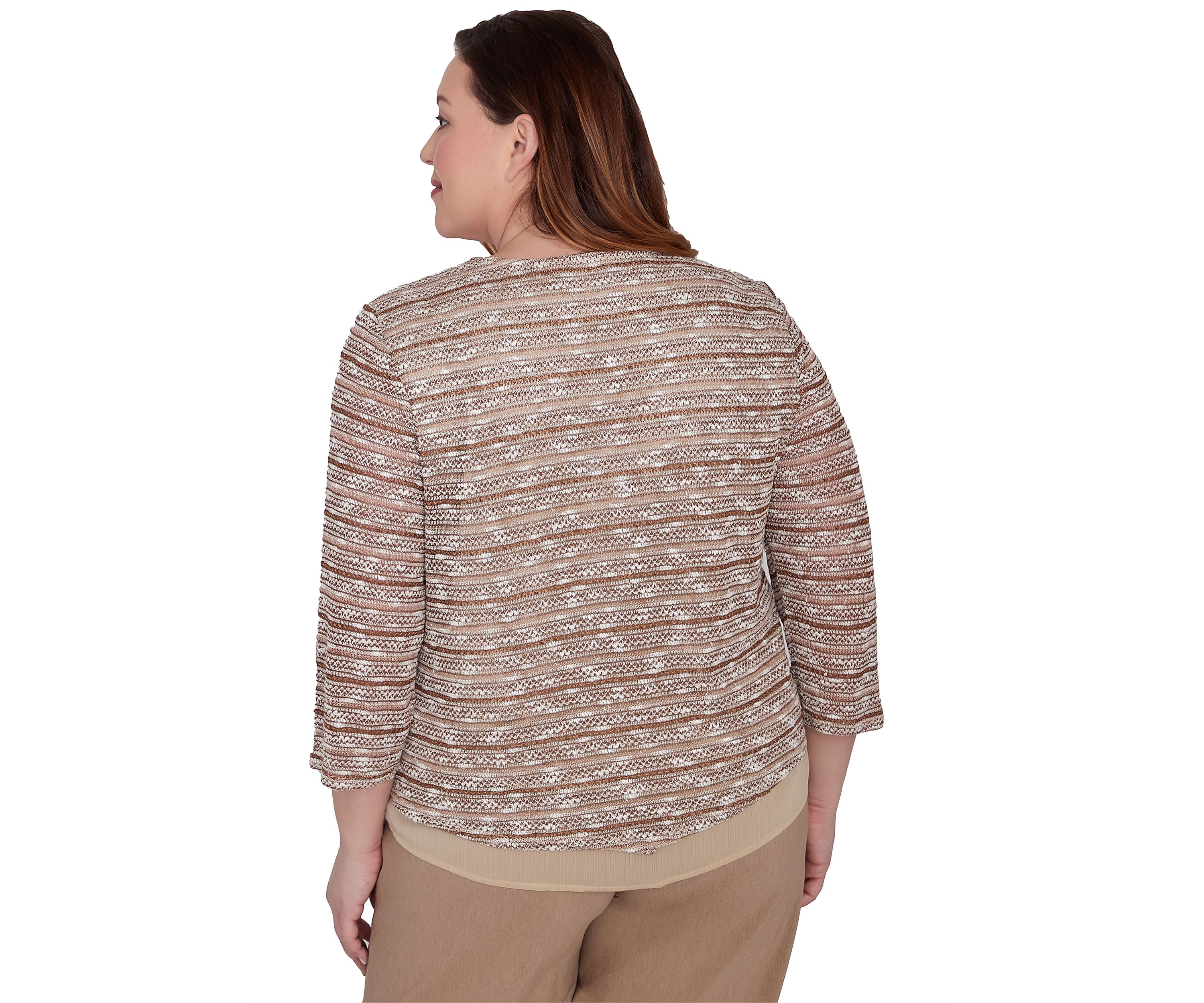 Plus Size Charm School Space Dye Texture Biadere Top
