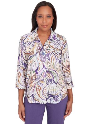 Petite Charm School Drama Paisley Top