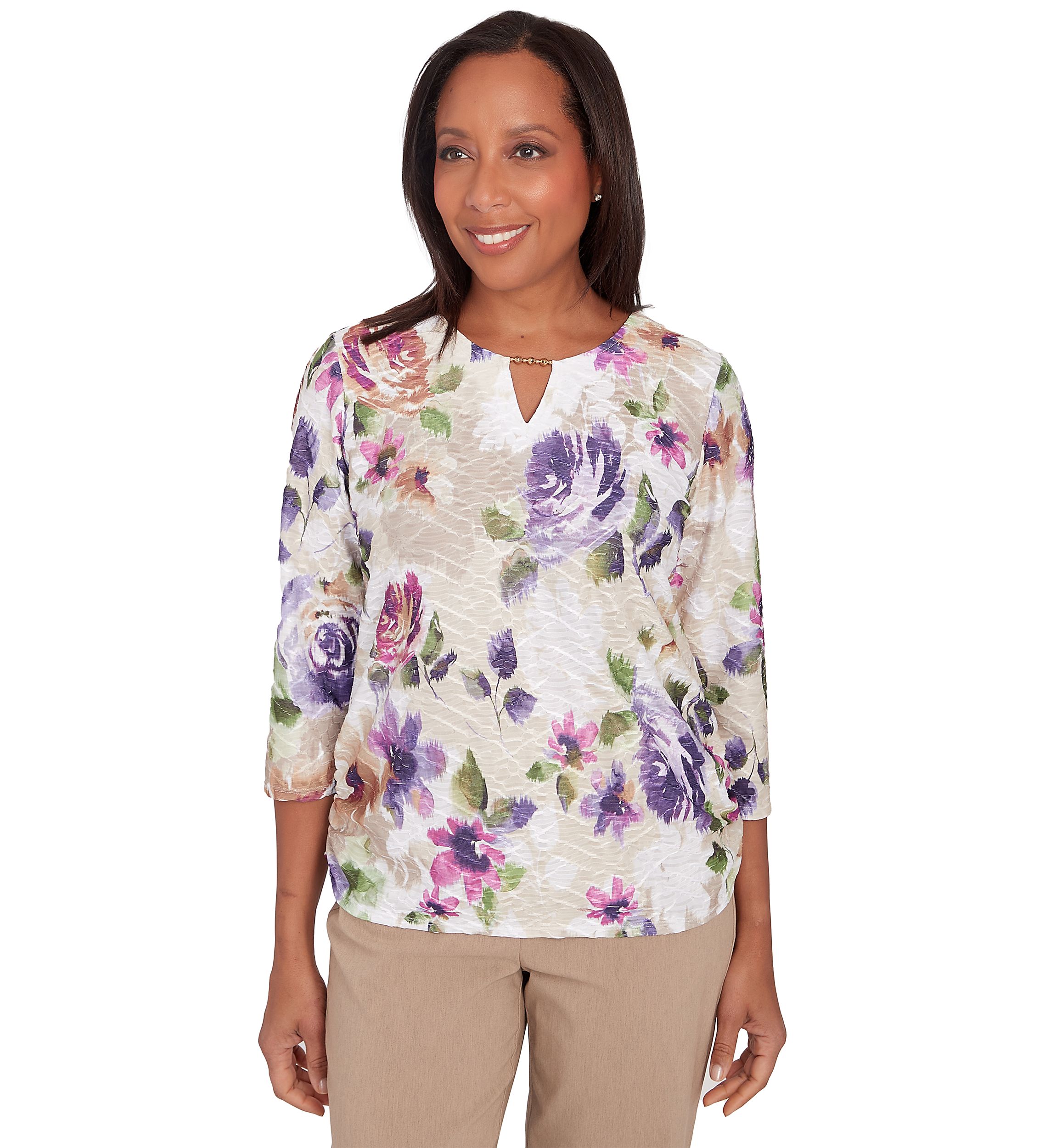 Petite Charm School Floral Texture Top